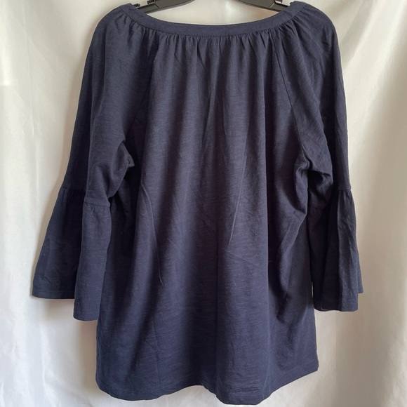 Lilly Pulitzer Women’s V Neck 3/4 Long Sleeve Blouse Navy Medium - Picture 5 of 7